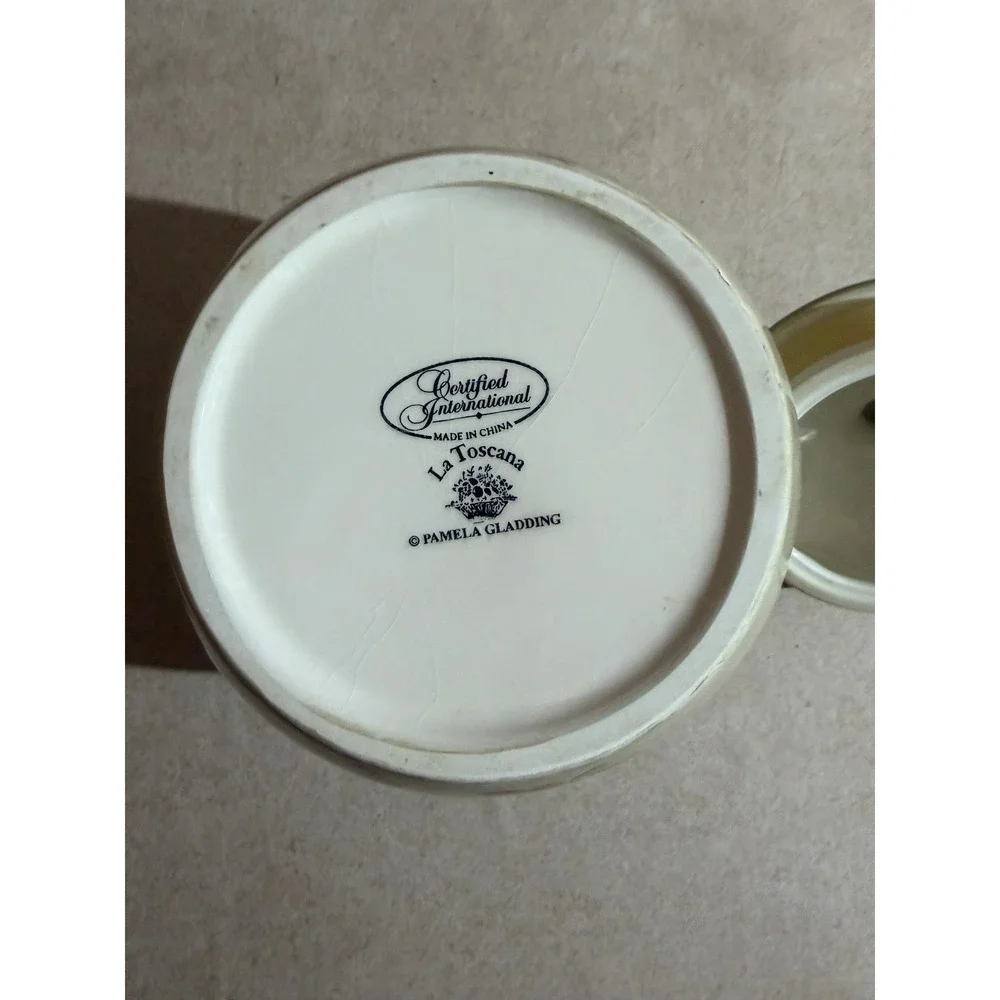 Certified International La Toscana Gladding Ceramic Fruit Floral‎ Canister w Lid